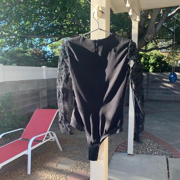 Misha black leotard with lace sleeves size 2 - Picture 2 of 16